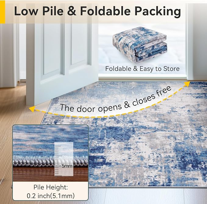 RELEANY Washable Area Rugs 3'x5' Non-Slip Modern Abstract Soft - Image 7