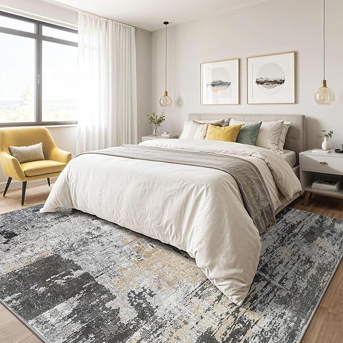 7x10 Area Rug Living Room: Washable Large Abstract Modern Soft Rug Stain - Image 4