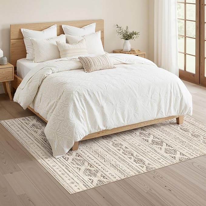 Nakagishi Area Rug Living Room Rugs: 4x6 Soft Machine Washable Boho Neutral - Image 4