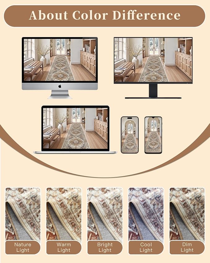 Madane Runner Rug 2'6''x8' Kitchen Runner, Hallway Runner Printed Vintage - Image 9