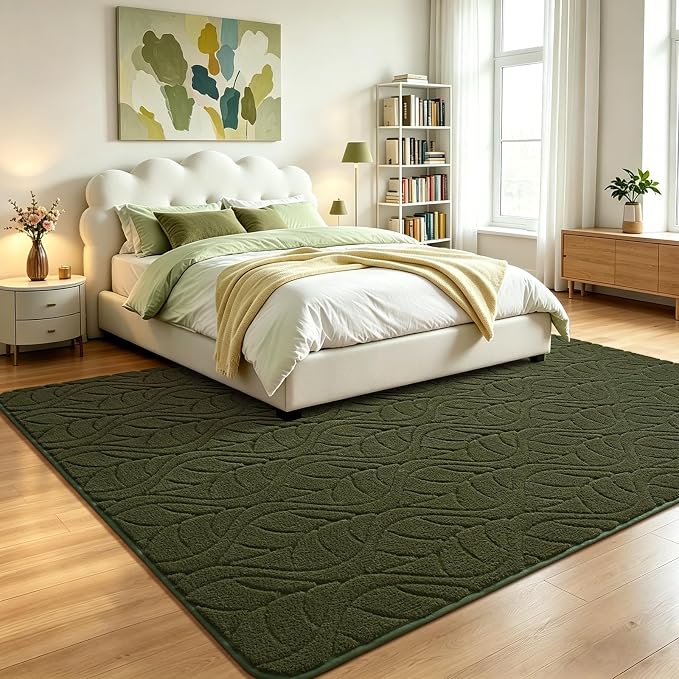 5x7 Olive Green Washable Area Rug - Image 2