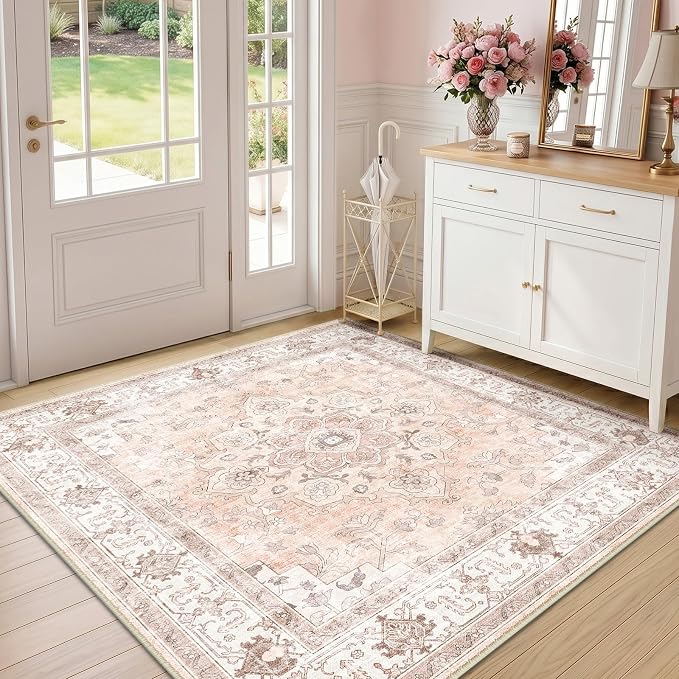 CAPALOCA Machine Washable Rugs Nursery Rug Sq5ft Cute Girl Non Slip Low Pile - Image 2