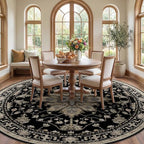 RELEANY Area Rugs Round 8ft Washable Non-Slip, Floral Vintage Distress - Image 2