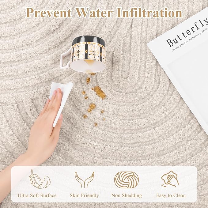 Pauwer 2x3 Washable Area Rugs for Living Room Modern Beige Solid Color Soft - Image 5