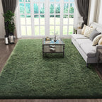 Ophanie Gray Green Rugs for Living Room 5x8, Grass Shag Fluffy Large Fuzzy by Ophanie