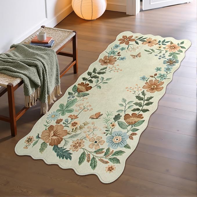 Lahome Floral Entryway Rug, 2x4 Washable Kitchen Rugs Non Slip Ultra-Thin by Lahome