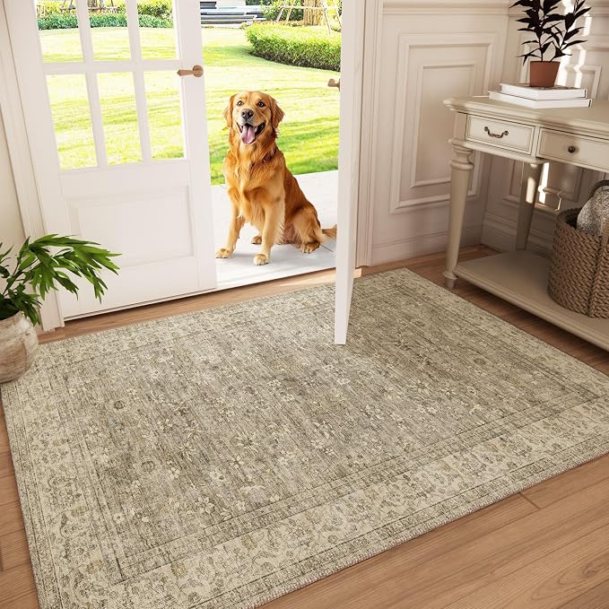 Washable Entryway Small Area Rugs: Door Mat Indoor Entrance 3x5 Boho Rug Stain by palohom