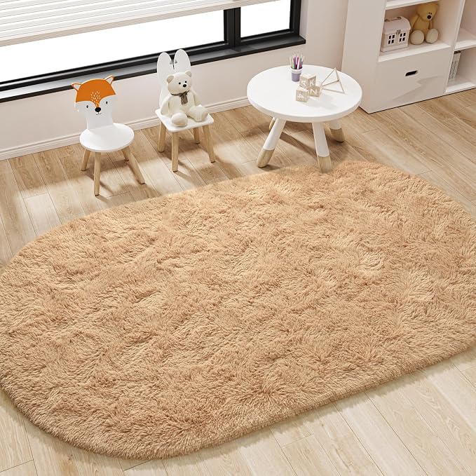 LOCHAS Bedroom Rug 3.3' x 6.2', Soft Oval Throw Rugs Carpet - Image 3