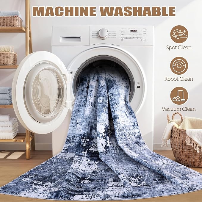 DMOYEST Washable Runner Rug for Hallway: 2x6 Neutral Modern Abstract Low Pile - Image 4