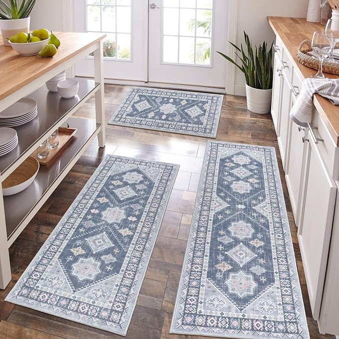 HEBE Boho Kitchen Rug Sets 3 Piece by HEBE