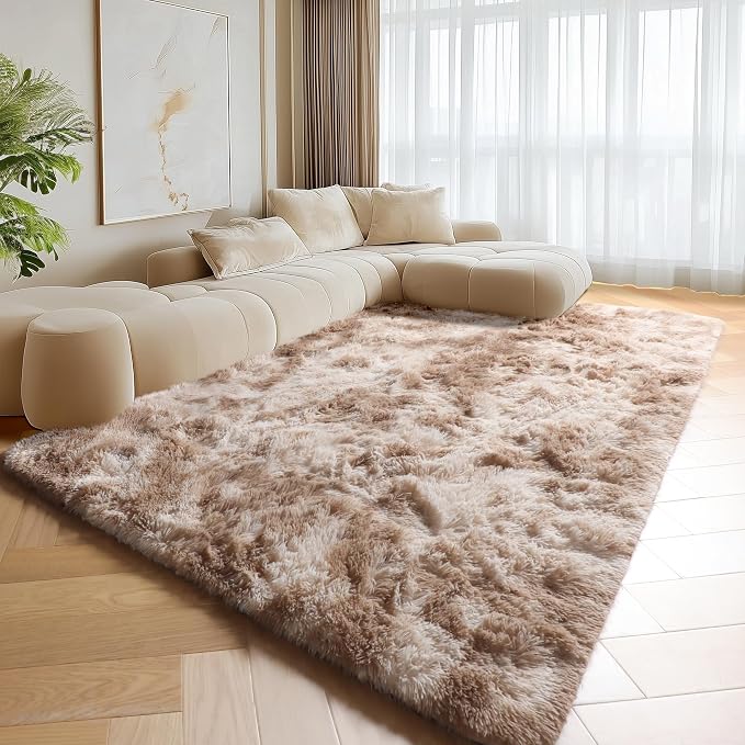 ONASAR 8x10 Area Rugs for Living Room, Tie-Dyed Beige Large Fluffy Bedroom Rug - Image 9