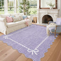 GarveeHome Scalloped Bow Rug for Living Room, Solid Purple Rug for Dorm by GarveeHome