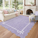GarveeHome Scalloped Bow Rug for Living Room, Solid Purple Rug for Dorm by GarveeHome