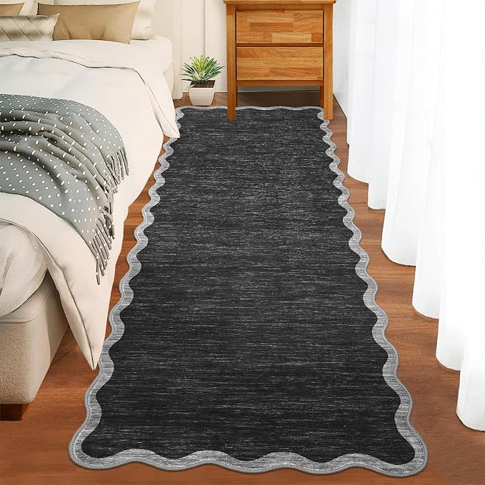 GarveeHome Scalloped Washable Runner Rug 2x6 Runner Modern Non Slip Kitchen by GarveeHome