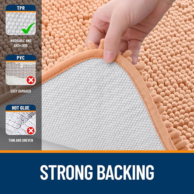 OLANLY Bathroom Rugs 35x24, Extra Soft Absorbent Chenille Bath Rugs, Rubber - Image 6