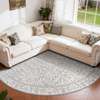 jinchan Zenith Corner Rug 6x6 Area Rug Floral Soft Aesthetic Rug Non-Slip Low - Image 2