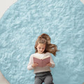 OLANLY Light Blue Round Rugs for Bedroom by OLANLY