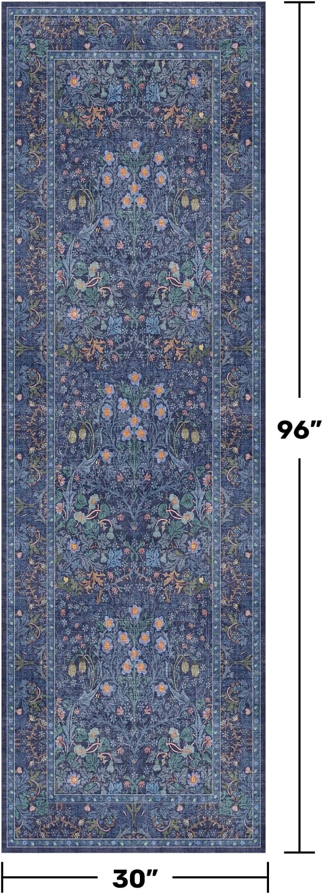 Dark Blue 2'6" x 8' Runners for Hallways Non Slip, Extra Long Floor Runner for - Image 2