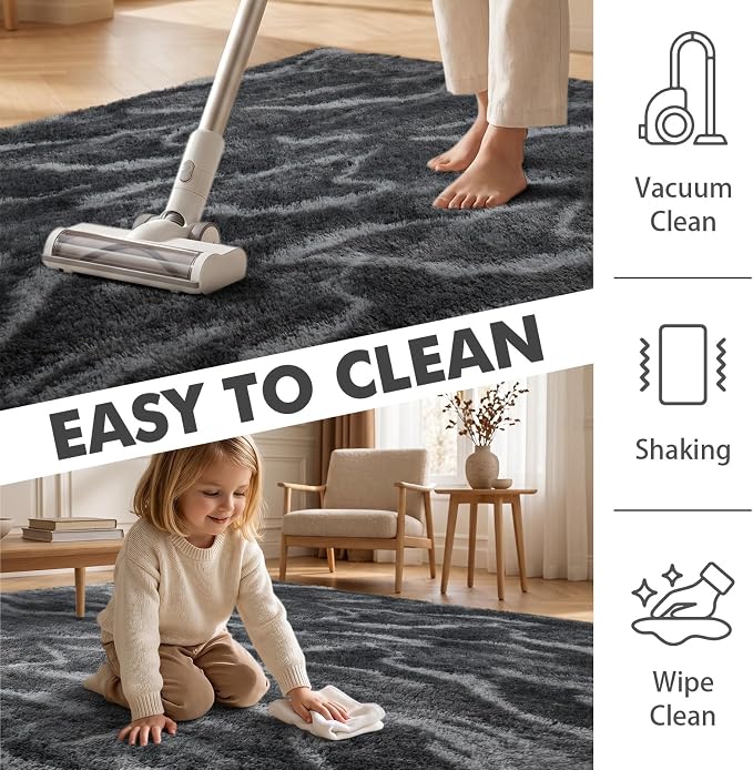 5x7 Ft Large Shag Rugs for Bedroom Living Room, Tie Dyed Ultra Soft Fluffy - Image 7
