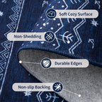 SERISSA 9x12 Area Rugs for Living Room, Washable Non-Slip Blue and White Boho - Image 4