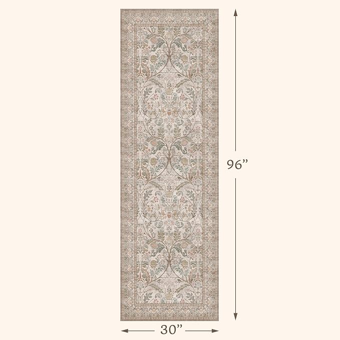 Vintage Moss Green 2‘6“x8’ Kitchen Runner Rug Non Slip - Image 2