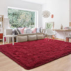 BENRON Fluffy Rugs for Living Room 5x8 Wine Red, Washable Large Area Rugs for by BENRON