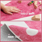 jinchan 5ft Round Rug Hot Pink Washable Fun Cute Playroom Mat Non Slip Cheerful - Image 5
