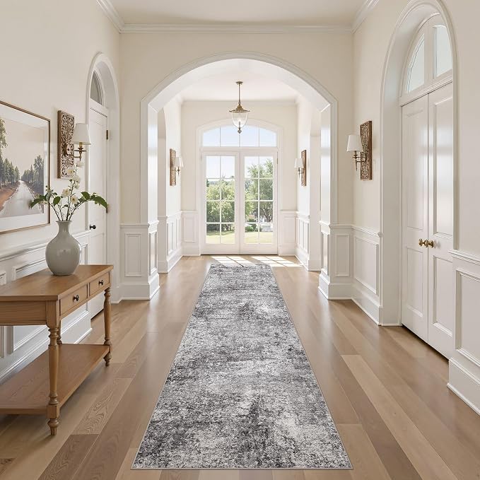 DMOYEST Washable Runner Rug for Hallway: 2.6x10 Neutral Modern Abstract Low by DMOYEST