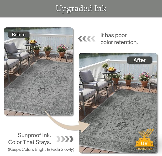GENIMO Outdoor & Indoor Area Rug 8'x10', Waterproof, Non-Shedding, Easy Cleaning - Image 5