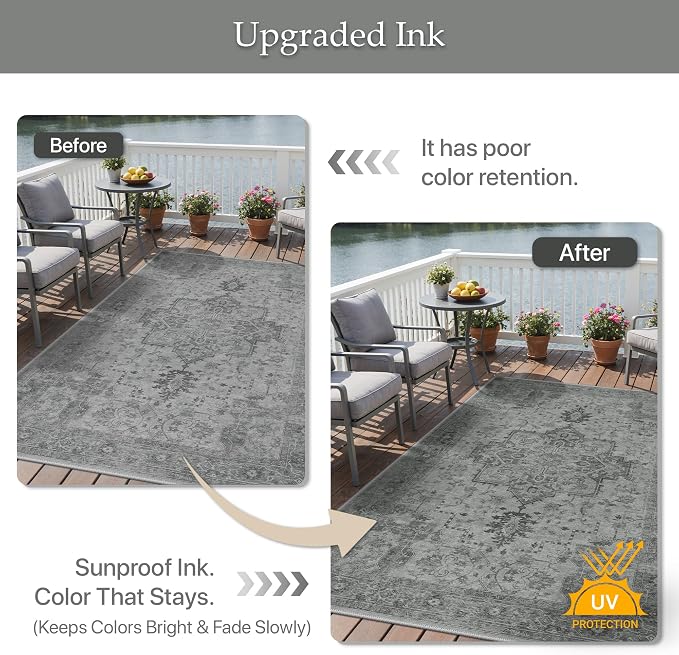 GENIMO Outdoor & Indoor Area Rug 6'x9', Waterproof, Non-Shedding, Easy Cleaning - Image 5