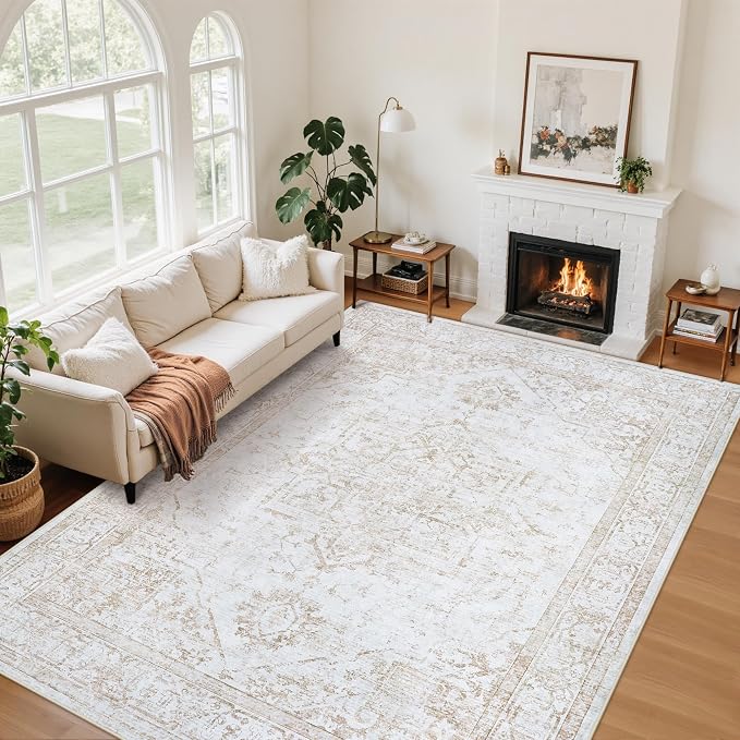 Area Rug 6x9 Living Room Rug Washable:No-Slip Vintage Medallion Rug Soft Low by Unknown