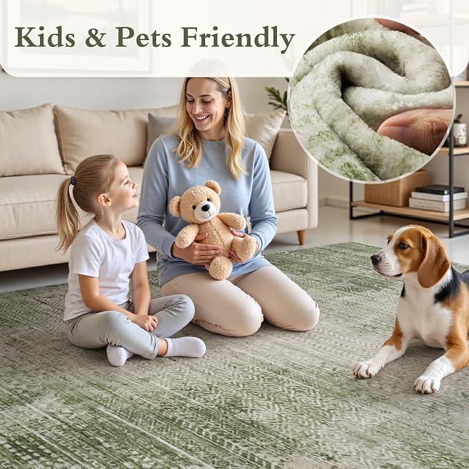 3 x 5 Rug Small Non Slip Machine Washable Rug Distressed Abstract Soft Indoor - Image 4