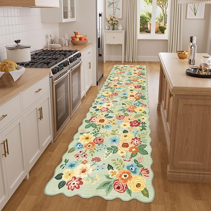 DUKINO 2x8 Washable Runner Rug, Lightweight Soft Floral Hallway Rug Runner - Image 3
