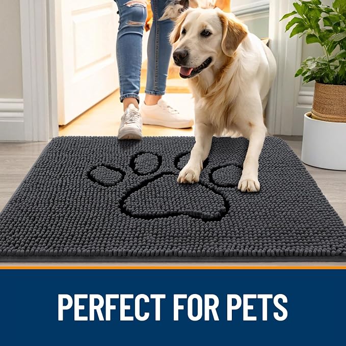 OLANLY Dog Door Mat for Muddy Paws 36x24, Paw Print Design, Absorbs Moisture - Image 6