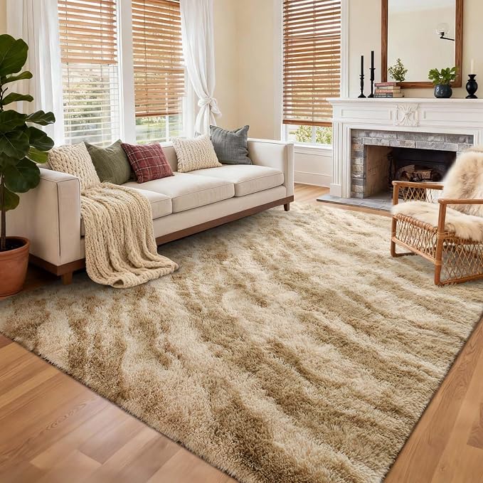 Area Rugs for Living Room, Tie-Dyed 5x8 Feet Soft Fluffy Shagg Plush Rug High by Cuzwlovita