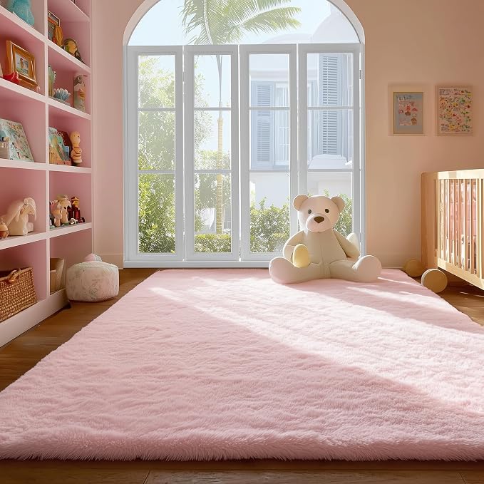 PAGISOFE Pink Fluffy Shag Machine Washable Area Rugs - Image 6