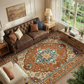 RELEANY Area Rugs 6'x9' Washable Non-Slip, Floral Vintage Distress Medallion by RELEANY