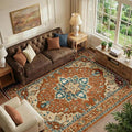 RELEANY Area Rugs 6'x8' Washable Non-Slip, Floral Vintage Distress Medallion by RELEANY