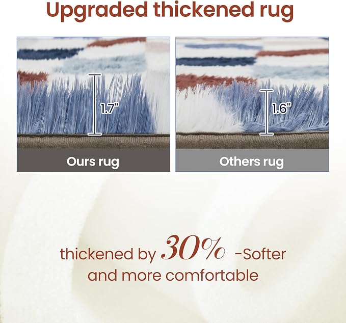 Super Soft Rug for Bedroom, 8x10 Ft Rainbow Area Rug Classic Checkered Shaggy - Image 6