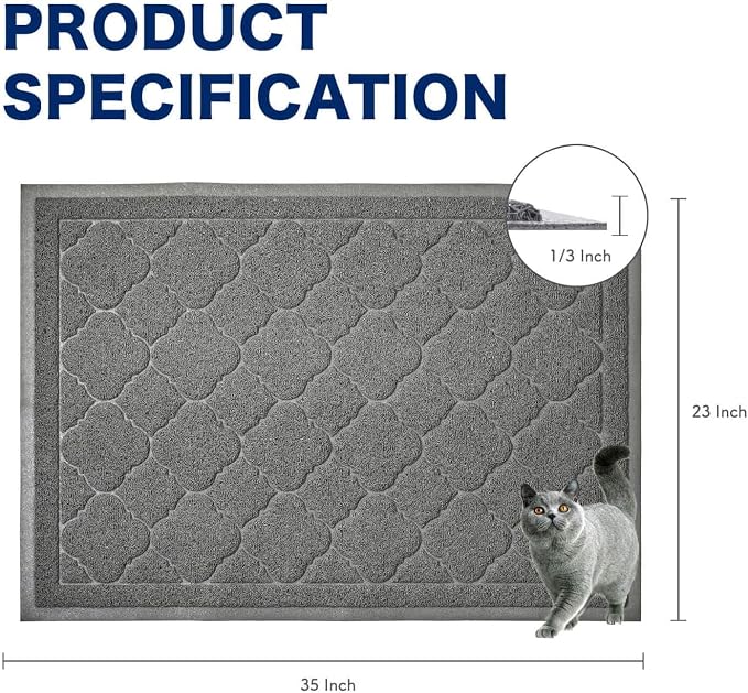 WePet Cat Litter Box Mat, Kitty Premium PVC Pad, Durable Trapping Rug, - Image 2
