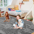 Ultra Soft Rug for Living Room, 8X10 Grey Fluffy Shag Area Rug for Bedroom - Image 3