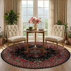 RELEANY Area Rugs Round 5ft Washable Non-Slip, Floral Vintage Distress - Image 2