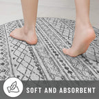 KUTA Boho Round Area Rugs 6Ft Grey Moroccan Circle Washable Rug Non-Slip - Image 7
