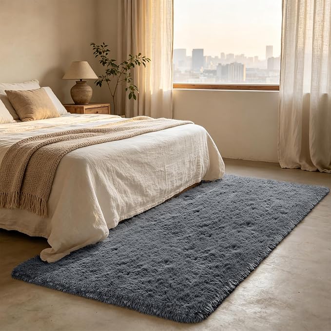 Shag Runner Rug for Bedroom Living Room 2x6 Upgrade Non-Slip Fluffy Soft - Image 3
