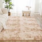 Litanika 8x10 Shag Area Rug for Living Room Bedroom, Tie-Dyed Beige High Pile - Image 2