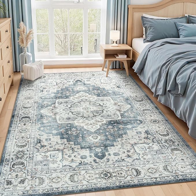 Lessymo Vintage Medallion Rug for Living Room 5x7, Machine Washable Area Rugs - Image 7