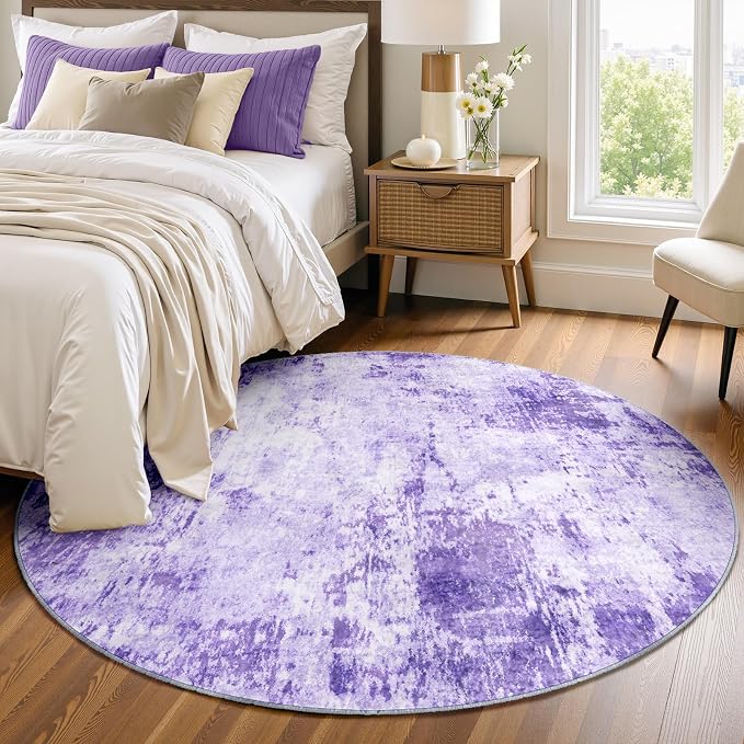 RELEANY Washable Area Rugs 4ft Non-Slip Modern Abstract Soft by RELEANY