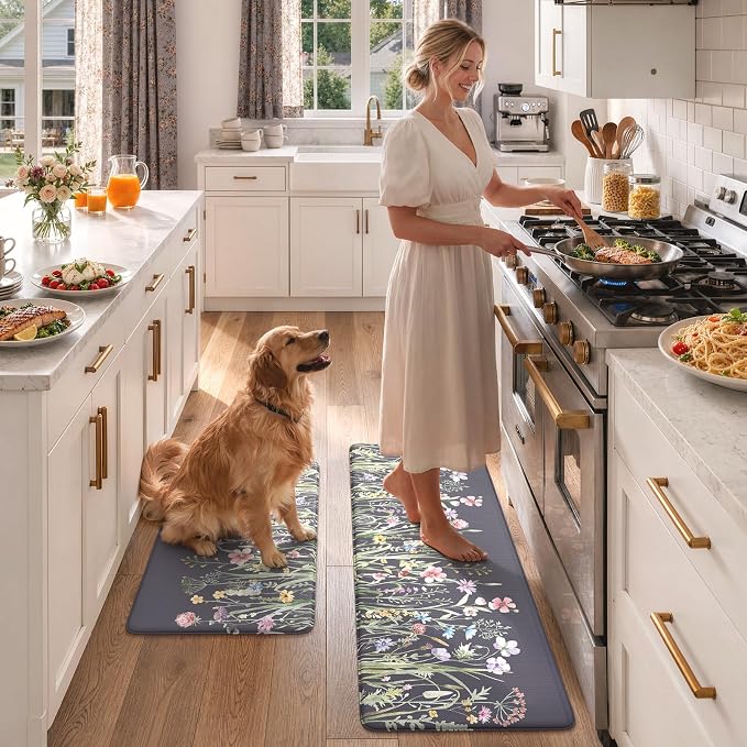 KIMODE Anti Fatigue Kitchen Mat, Farmhouse Floral Kitchen Rugs, Kitchen Floor - Image 9