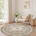 6ft Round Vintage Living Room Area Rug by COTILED