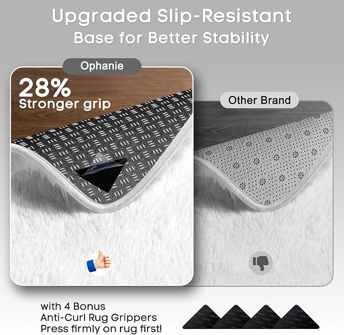 Ophanie Round Rug 4Ft White Circle Area Rug, Aesthetic Room Decor, Fluffy Fuzzy - Image 4